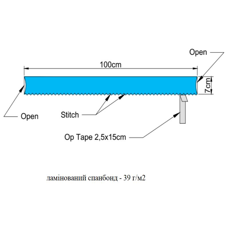 Чохол для шнура 100 см х 7 см (ламінований спанбонд - 39 г/м2) (стерильний) NUREL®